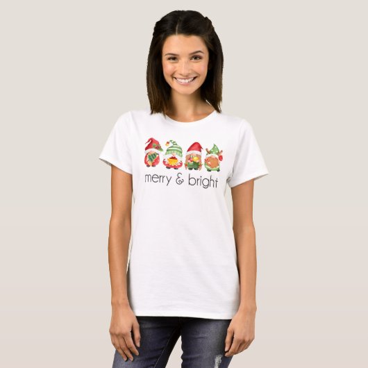 Kute kerstcadeautjes Merry & Bright T-Shirt (Voorkant volledig)