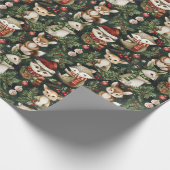Kute kerstdieren cadeaupapier (Hoek)