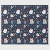 Kute kerstdieren cadeaupapier (Vlak)