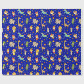 Kute kerstdieren cadeaupapier (Vlak)