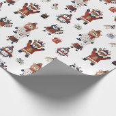 Kute kerstdieren in Sweaters Pattern Wrappin Cadeaupapier (Hoek)