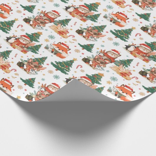 Kute kerstdieren — Verpakkingspapier Cadeaupapier (Hoek)