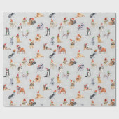Kute kerstdogs Patroonpapier Cadeaupapier (Vlak)