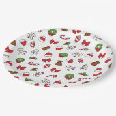 Kute kerstdoodle Patroon Papieren Bordje (Gekanteld)