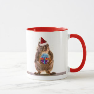 Kute kersteekhoorn en cadeautjes mok