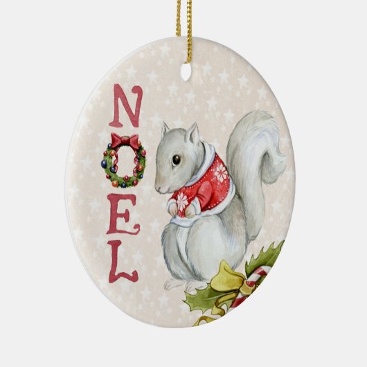 Kute kersteekhoorn keramisch ornament (Rechts)