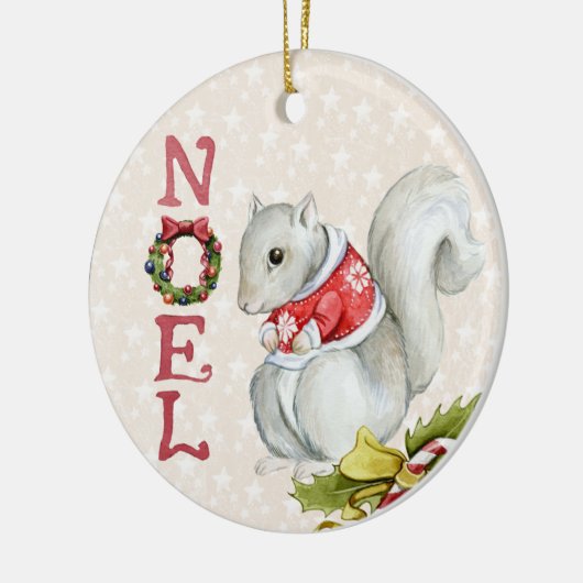 Kute kersteekhoorn keramisch ornament (Links)