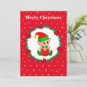 Kute kerstelf, dennenkruid en sterren (Staand voorkant)