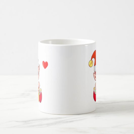 Kute kerstelf en hart koffiemok (Center)