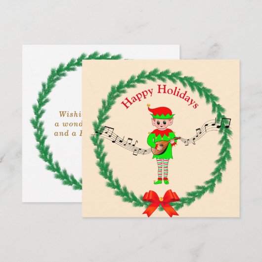 Kute kerstelf met mandolin (Voorkant / Achterkant)