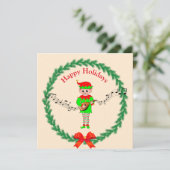 Kute kerstelf met mandolin (Staand voorkant)