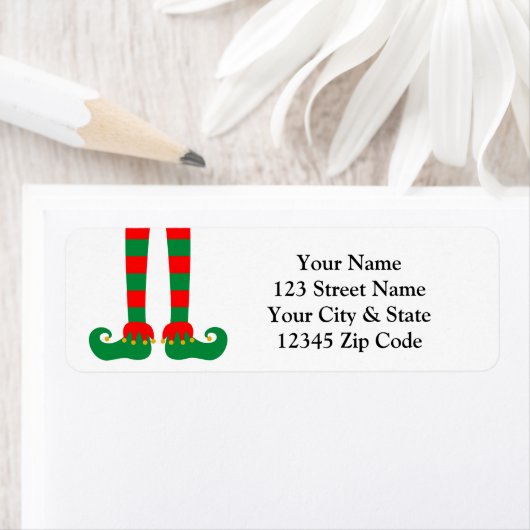 Kute kerstelf voetjes retouradreslabels etiket (Insitu)