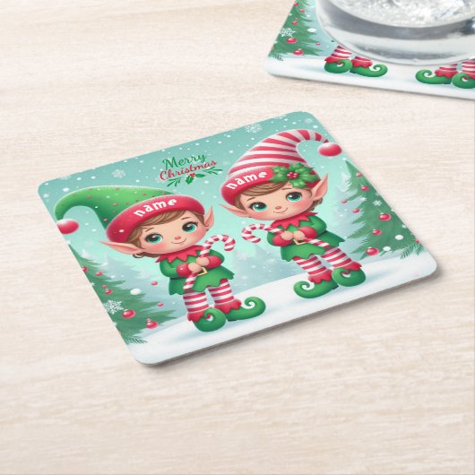 Kute kerstelves kartonnen onderzetters (Schuin)