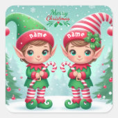 Kute kerstelves vierkante sticker (Voorkant)