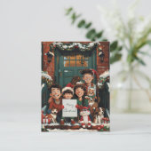 Kute kerstfamilie briefkaart (Staand voorkant)