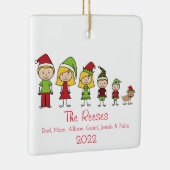 Kute kerstfamilie op maat keramisch ornament (Rechts)