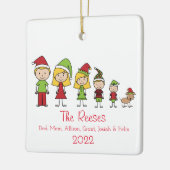 Kute kerstfamilie op maat keramisch ornament (Links)