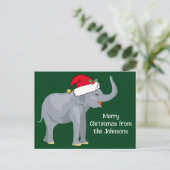 Kute kerstfeest-elephant in Santa Claus Pet Green Briefkaart (Staand voorkant)