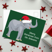 Kute kerstfeest-elephant in Santa Claus Pet Green Briefkaart