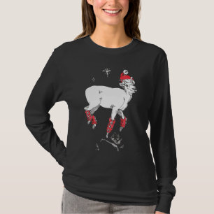 Kute kerstfeestgeit Ram Ewe Jingle Bell T-shirt