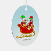 Kute kerstfeestjes en Elf op hoes Metalen Ornament (Voorkant Rechts)