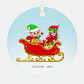 Kute kerstfeestjes en Elf op hoes Metalen Ornament (Achterkant)