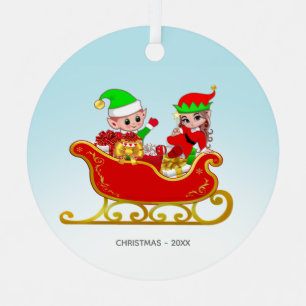 Kute kerstfeestjes en Elf op hoes Metalen Ornament