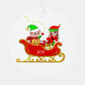 Kute kerstfeestjes en Elf op hoes Metalen Ornament (Achterkant)