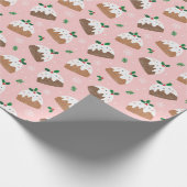 Kute kerstfeestjes in lichtroze cadeaupapier (Hoek)
