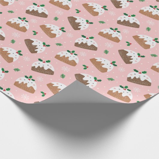 Kute kerstfeestjes in lichtroze cadeaupapier (Hoek)