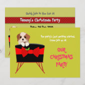 Kute kerstfeestkaart (puppy) kaart (Voorkant / Achterkant)