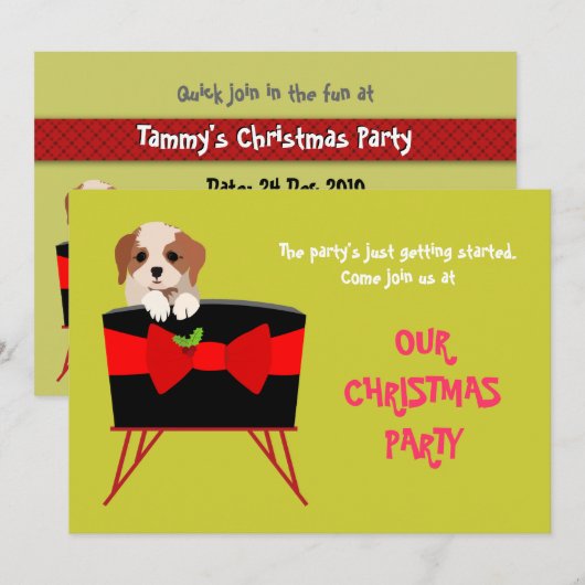 Kute kerstfeestkaart (puppy) kaart (Voorkant / Achterkant)