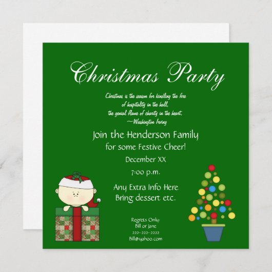 Kute kerstfeestuitnodiging met prijsopgave kaart (Voorkant / Achterkant)