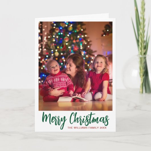 Kute kerstfoto botanisch binnenin gevouwen feestdagen kaart (Voorkant)