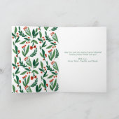 Kute kerstfoto botanisch binnenin gevouwen feestdagen kaart (Binnen)