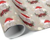 Kute kerstgeit Angora Kind Floral Wreats Small Cadeaupapier (Rol Hoek)