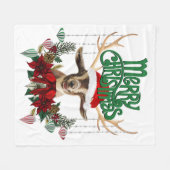 Kute kerstgeit met Antlers en Wreator Fleece Deken (Voorkant (Horizontaal))