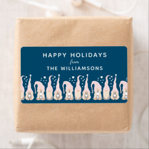 Kute kerstgenoomfamilie Blauw op maat Etiket