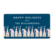 Kute kerstgenoomfamilie Blauw op maat Etiket (Voorkant)