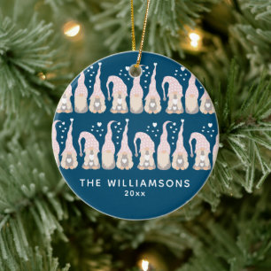 Kute kerstgenoomfamilie Blauw op maat Keramisch Ornament