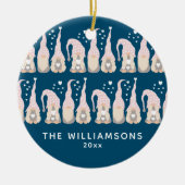 Kute kerstgenoomfamilie Blauw op maat Keramisch Ornament (Voorkant)