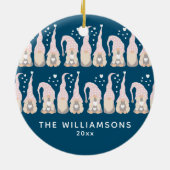 Kute kerstgenoomfamilie Blauw op maat Keramisch Ornament (Achterkant)