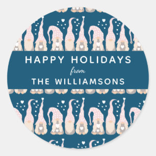 Kute kerstgenoomfamilie Blauw op maat Ronde Sticker