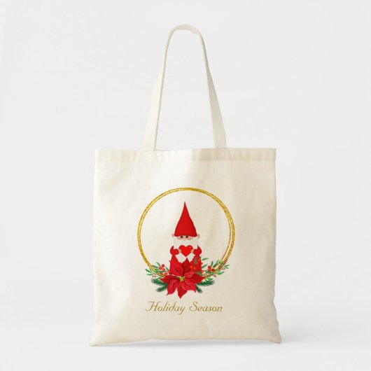 Kute kerstgenoomstemming op Golden Wreath Tote Bag (Voorkant)