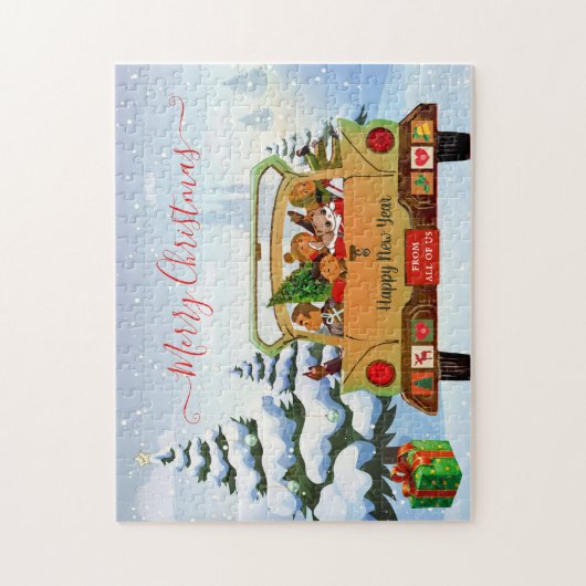 Kute kerstgereden Home Puzzle Legpuzzel (Verticaal)