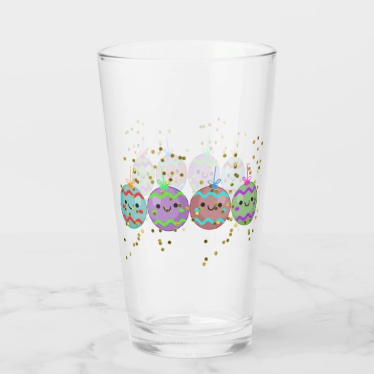 Kute kerstglazen glimlachende Ornamenten Glas (Achterkant)