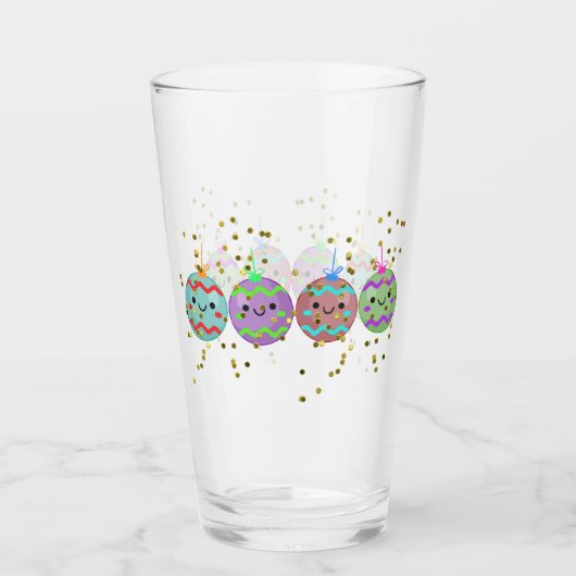 Kute kerstglazen glimlachende Ornamenten Glas (Voorkant)