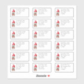 Kute kerstgrint individuele naam en adres sticker (Vel)