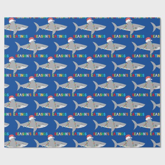 Kute kersthaai cadeaupapier (Vlak)