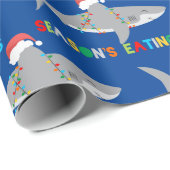 Kute kersthaai cadeaupapier (Rol Hoek)